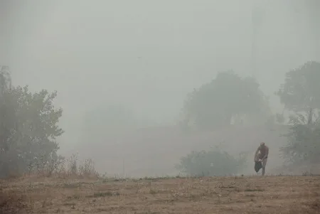 Smog above Strogino flood plain. Кадр 1