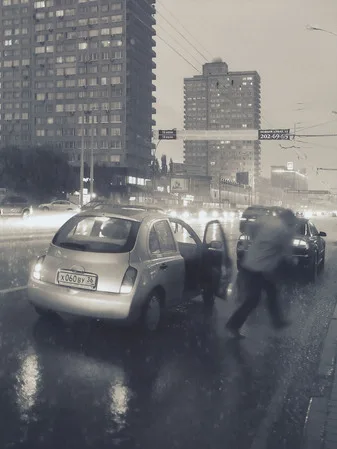 Rain in the city. Кадр 8